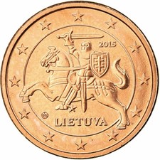 #731297 Lithuania, Euro Cent, 2015, UNZ, Copper Plated Steel