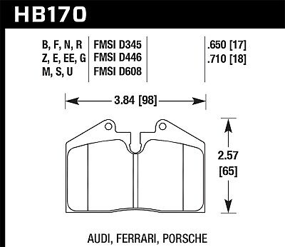 Porsche HB170Z.650 Front Hawk PerformanceCeramic Brake Pads For Audi Ferrari 