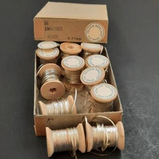 12 spools size 10 Metal Silver Embossed Tinsel Fly Tying Tinsel on wood spools