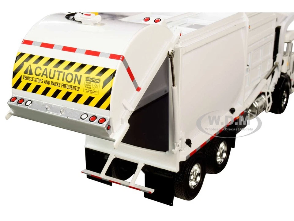 PETERBILT 520 GARBAGE TRUCK W/ FRONT LOADER WHITE 1/34 MODEL FIRST GEAR 10-4193 - Image 3 of 4