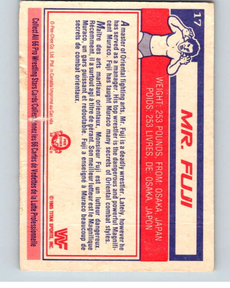 1985 O-Pee-Chee WWF #17 Mr. Fuji  V65708 - Image 2 of 2