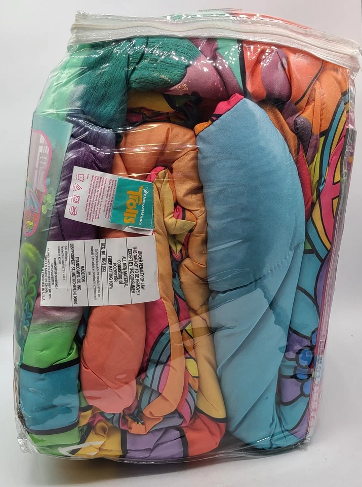 Edredón reversible Dreamworks Trolls Poppy cama doble/completa 72" x 86" nuevo en stock 2018 Foto 4 de 4