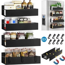 4Pack Magnetic Spice Rack Organizer for Refrigerator Fridge Storage Shelf Holder