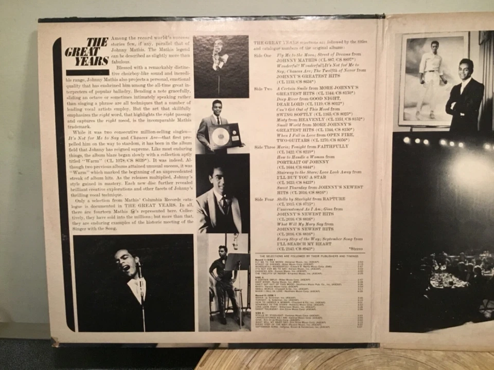 JOHNNY MATHIS MONO JAZZ DOUBLE LP FROM 1964 THE GREAT YEARS COMPILATION GATEFOLD Foto 4 de 4