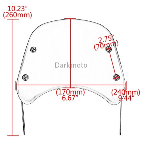 Universal Motorcycle 5-7'' Round Headlight Fairing Windshield Windscreen Smoke - Picture 3 of 12