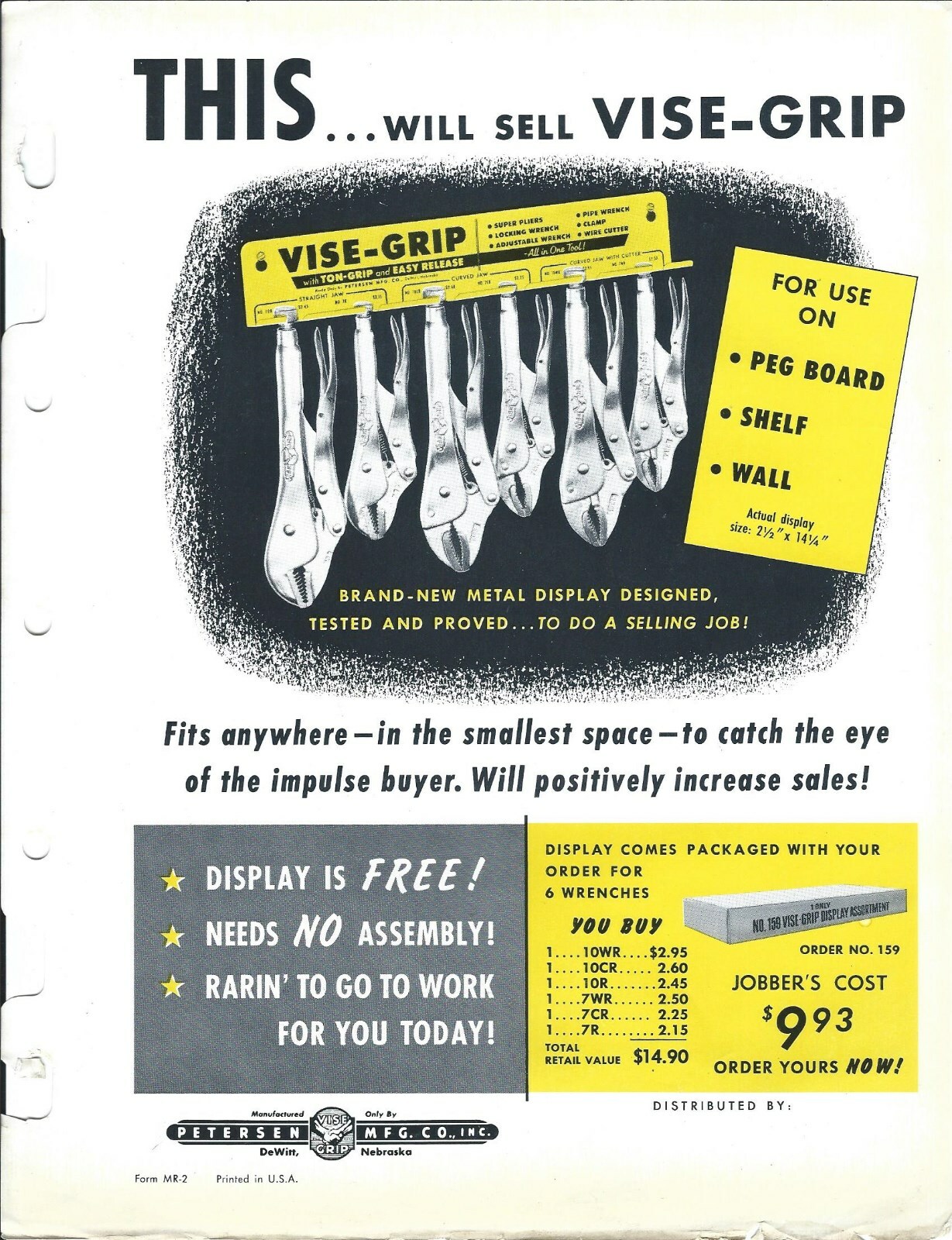 Tool Catalog Ad Petersen Mfg ViceGrip Dealer Display DeWitt