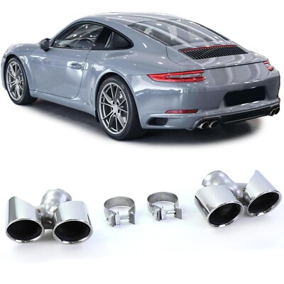EXHAUST TAIL PIPE TRIMS TIPS FOR PORSCHE 911 991.2 3.0 370PS 2015-12/2019 MODEL