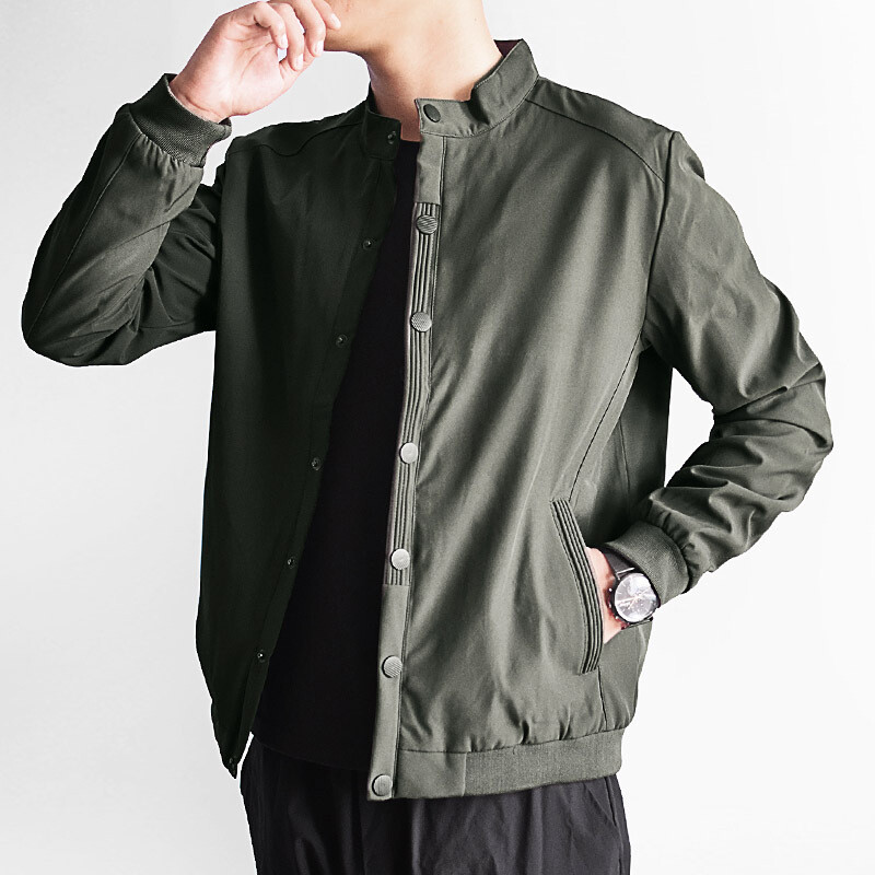 Men Jackets Track Coat Outwear Tops Biker Snap Button Stand Collar Plus Size