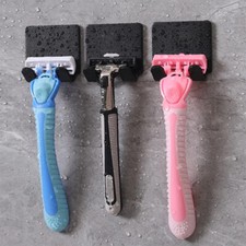 Adhesive Razor Holder Wall Mounted Razor Rack Bathroom Shelf Shaving Holder