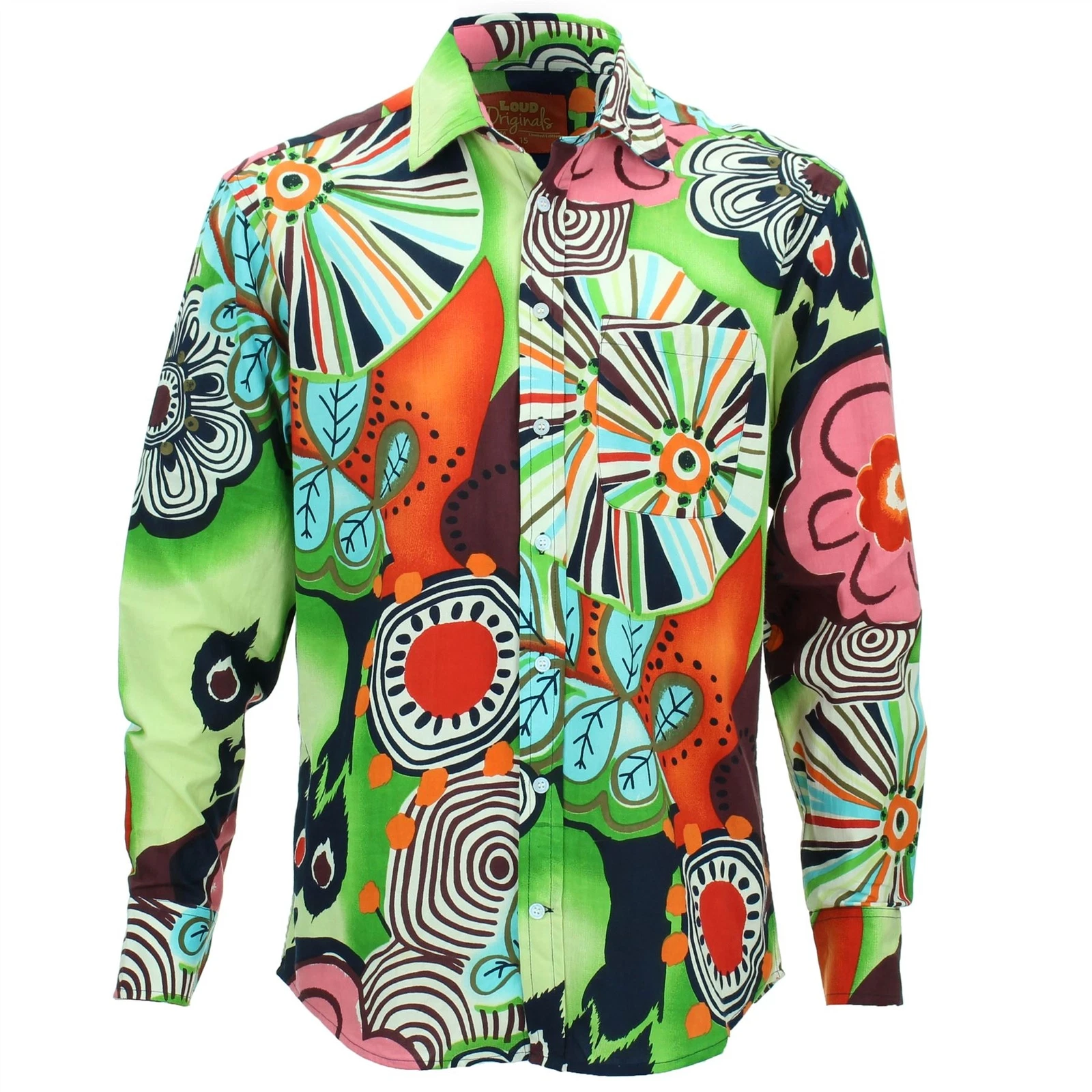 Regular Fit Long Sleeve Shirt Loud Originals Floral Flowers Garden Print Mens
