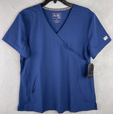 Somi By AUW Womens Navy Blue Scrub Top Size Large NWT