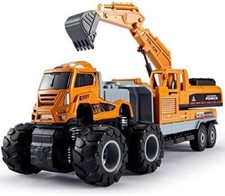 HERSITY Construction Excavator Toy Diggers for Boys Age 3, Diecast Cars Tow Tru