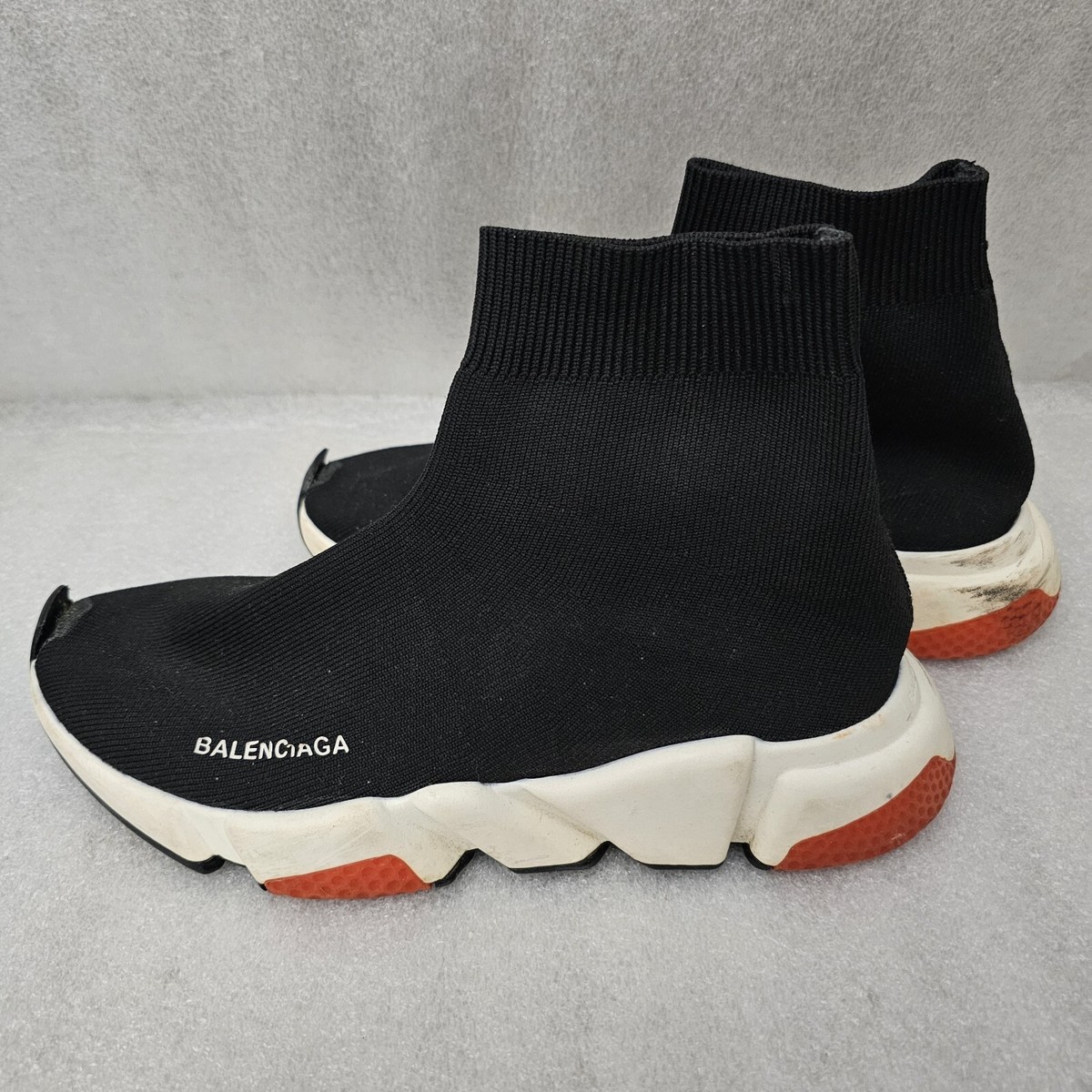 Balenciaga Speed Trainer Black Red Sneaker Shoe No Laces Slip On NO TAG NO  SOLES