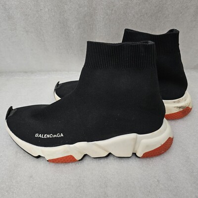 Balenciaga Speed Trainer Black Red Sneaker Shoe No Laces Slip On
