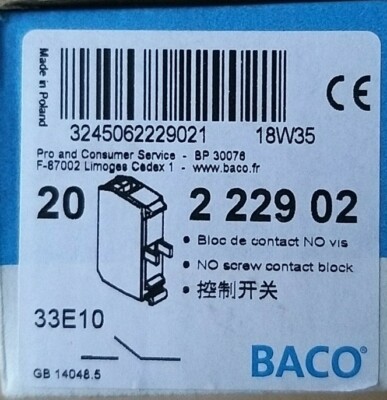  Schaltkontakt Baco 2 229 02                                       892
