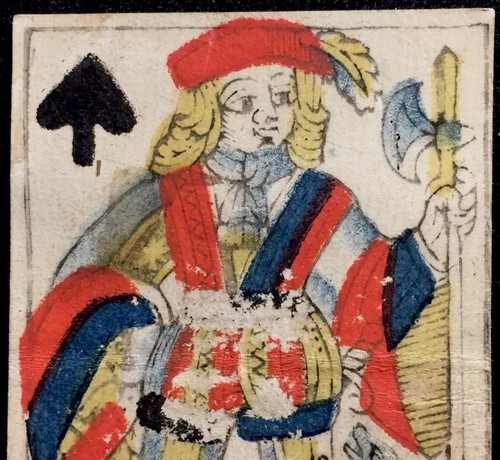 XVIII Century Court Stencil Brush Painted Antique Playing Cards Historic Single - Picture 10 of 12