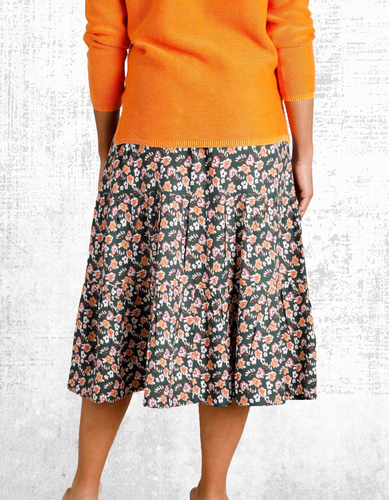 Ex Weird Fish Women’s Cassis Eco Viscose Tiered Midi Skirt in Dusky Green - Picture 4 of 5