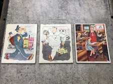 Vintage Lot Of 3 Playskool Puzzles - Milkman Mailman School Scene USA Fast Ship