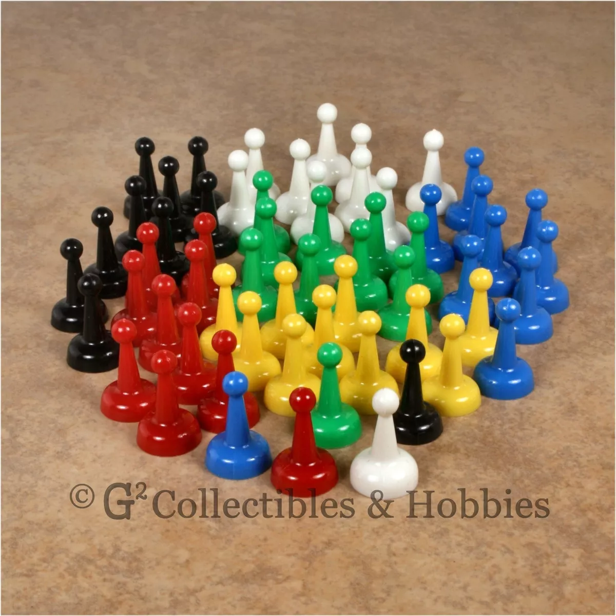 NEW Set of 60 Standard Board Game Pawns Playing Pieces - 6 Colors