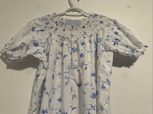 Hill House Caroline Nap Dress Womens Sm White Blue Botanical Floral Short Sleeve - Picture 2 of 10