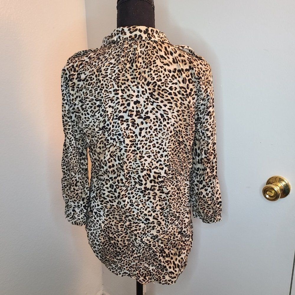 zara basic large cheetah blouse - image 2