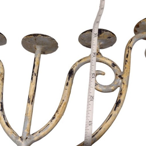 Antique French Farmhouse Wrought Iron 5-Arm Candelabra Candle Holder Rustic 15" - Picture 16 of 18