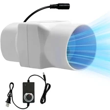 2 Inch Inline Fan, 12v Adjustable Speed, 22 CFM Duct Fan Ventilation System f...