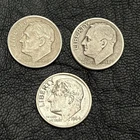 3 SILVER ROOSEVELT DIMES PRE1965 UNITED STATES AMERICA MINT TORCH COIN COLLECTOR