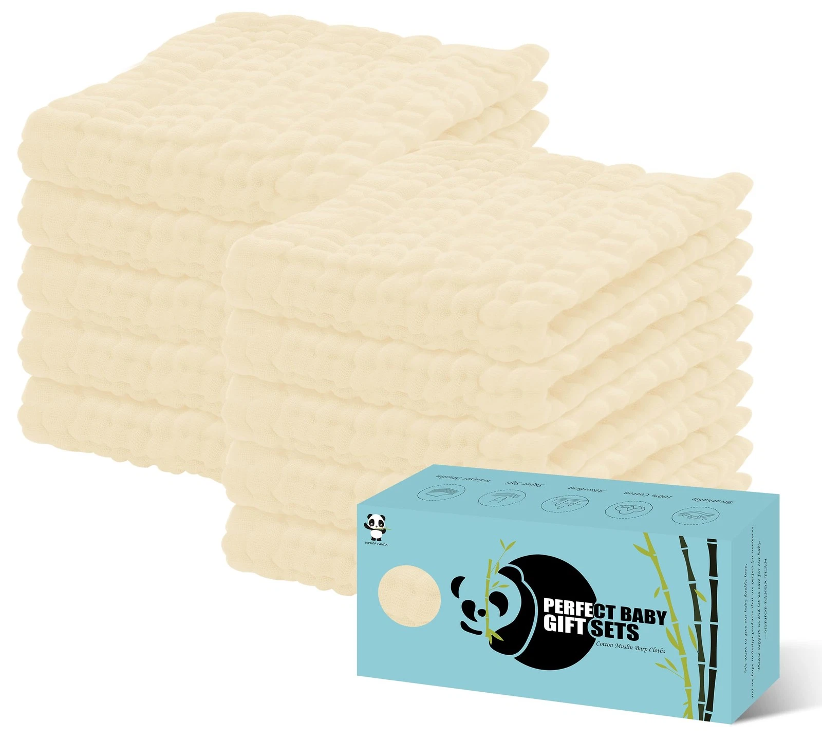 10 Pack 6-Layers Muslin Burp Cloths Large - Durable 100% Cotton - Baby Essent...