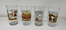 PEANUTS Set of 4 Pint Glasses 16oz Snoopy Charlie Brown Gang Fall Autumn