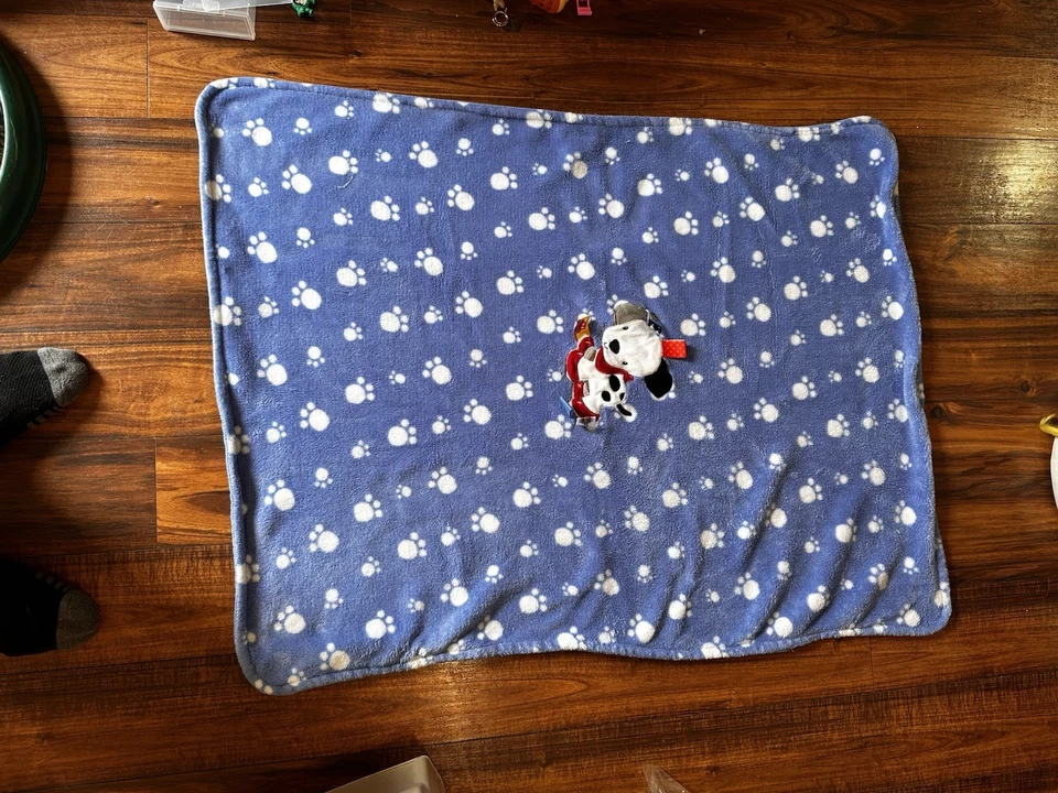 Taggies Manta Bebé Azul Felpa Manchada Cachorro Perro Patas 30x40" Etiquetas Sensoriales Lovey Foto 2 de 4
