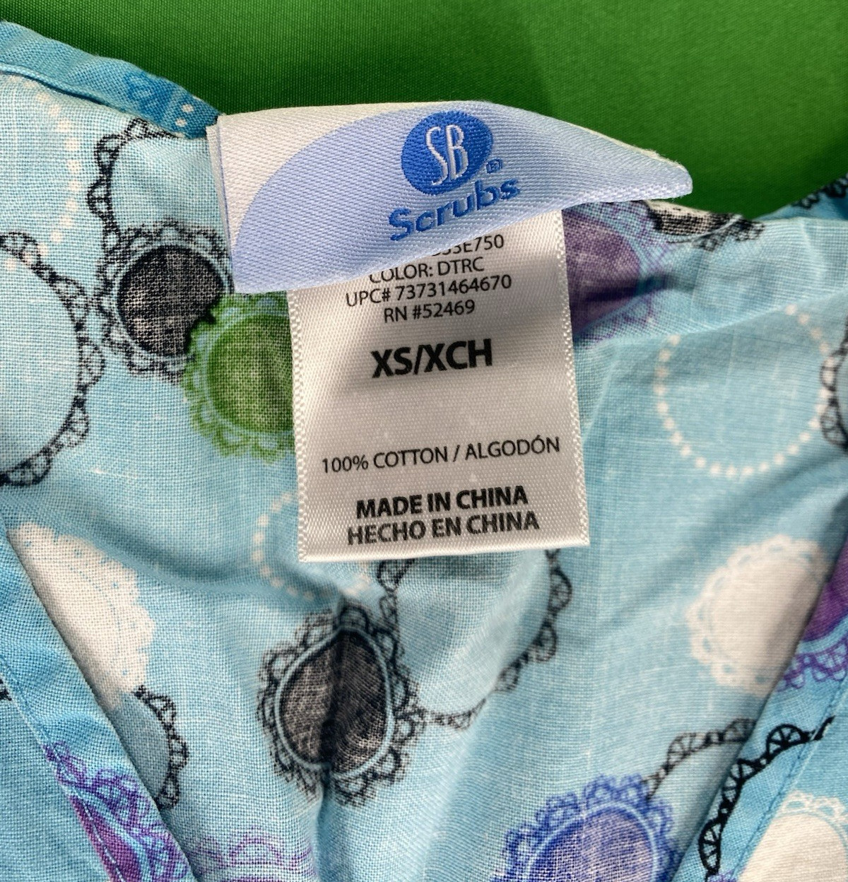 XS Multi-Colored Circles Pattern Scrub Shirt - image 2