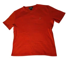 Lauren Ralph Lauren Nautical Logo Knit T-shirt Size Large Orange Short Sleeve