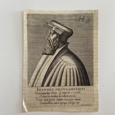  Kupferstich Johannes Oecolampadius aus dem 17. Jh.   Schweizer Reformationstheologe 