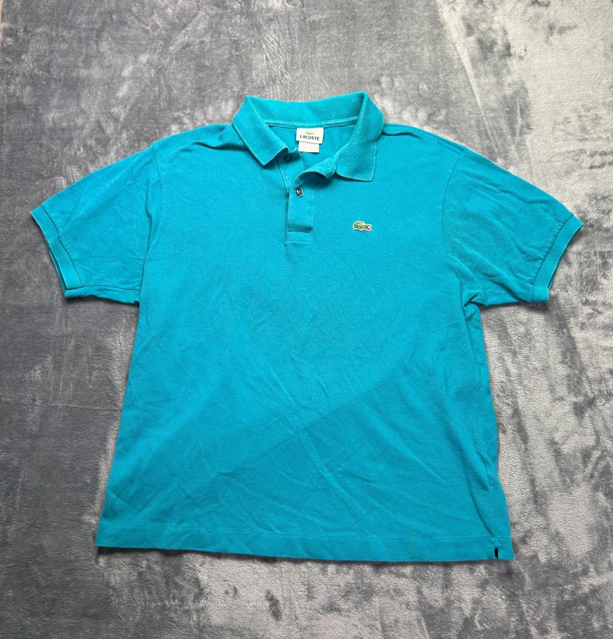 Vintage Lacoste Polo Shirt Mens FR 6 Large Teal Blue Short Sleeve Classic Fit