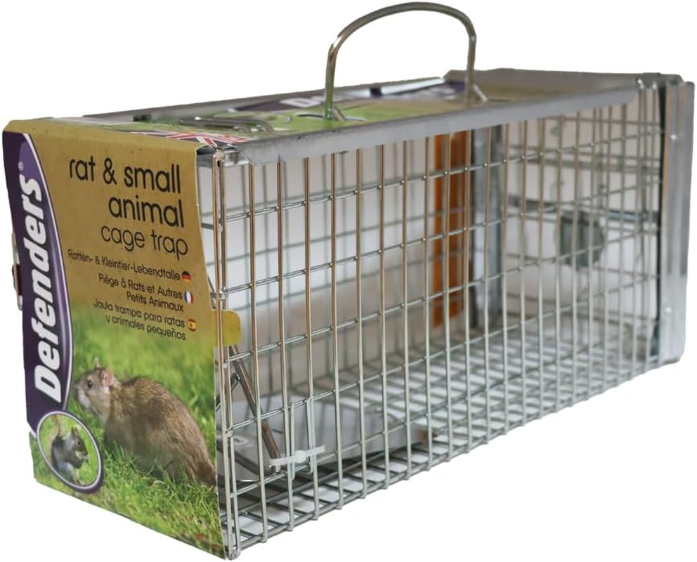 Defenders Rat and Squirrel Cage Trap Humane, Easy to Bait and Set, Long-Lasting