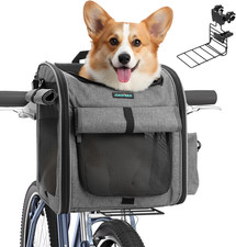 Dog Front Bike Basket 4-In-1 Pet Carrier Backpack Car Seat, 22Lbs Load, Stable