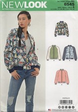 New Look Sewing Pattern 6545 Jacket Bomber Letterman Zip Raglan Size 6 - 18 New