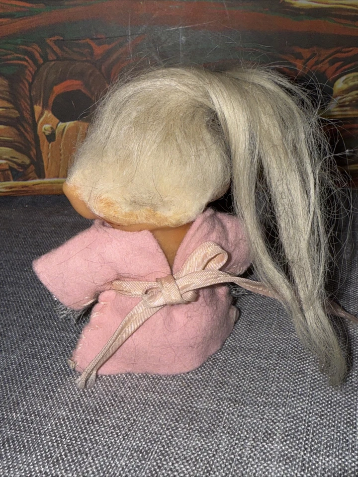 Vestido Bailarina Vintage DAM Troll Ojos Naranja Gris Blanco Cabello 3" Rosa Claro Foto 4 de 4