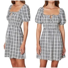 Faithfull The Brand NWT Francis Checked Crepe Mini Dress Milana Check Size 6