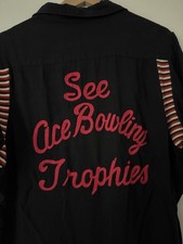 Vintage 50s 60s Bowling Shirt Rockabilly Loop Collar Chain Stitch Embroidery
