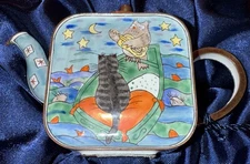 Numbered Edition Charlotte Di Vita Collections London Cat & Owl On Boat EN537