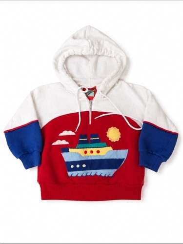 Vintage Hush Puppies Baby Kids Sweatshirt Hoodie Boat Embrodiered size 9M/12M
