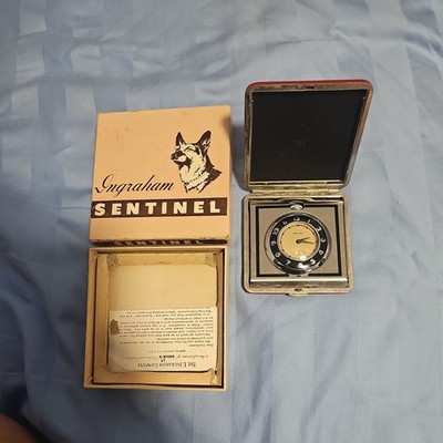 ヴィンテージ時計 Ingraham イングラムUSA トラベル CHUM Vintage E Ingraham Sentinel Travel Pocket Watch W/ Case, Box