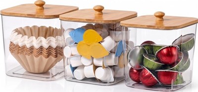 Coffee Pod Storage Containers with Lid, BPA-Free Clear Coffee Pod Holder Orga...