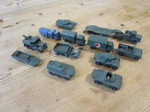 Job lot of 12 Matchbox (Lesney) Military Vehicles tracks missing + minor damage