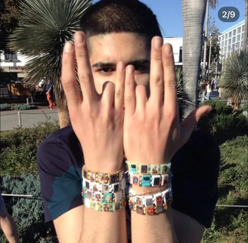 Fakemink x Bazo 1199.fm white Beaded Bracelet Streetwear Y2k