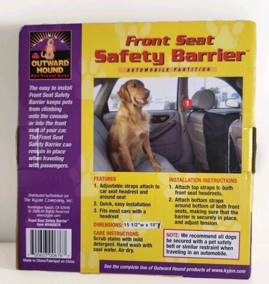 Auténtico Outward Hound Asiento Delantero Barrera de Seguridad Coche Partición Perros Grandes Nuevo en Caja  Foto 2 de 2