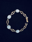 Sterling Silver Moon Stone Link Bracelet Vintage Art Deco W.E. Richard’s Company