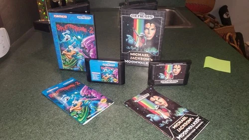 Sega Genesis CIB Working game lot-Splatterhouse 2 + Michael Jackson Moonwalker